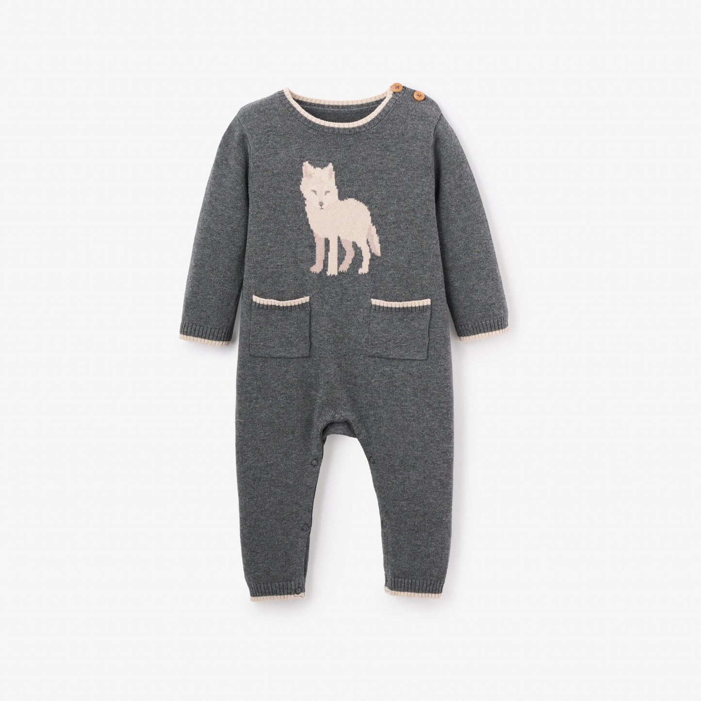 Wolf Knit Baby Jumpsuit