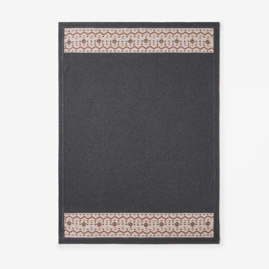Charcoal Acorn Fairisle Knit Baby Blanket