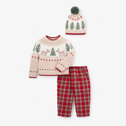 Holiday Fairisle Sweater + Tartan Pant Set