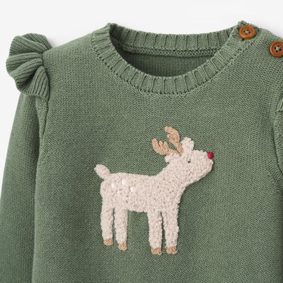 Reindeer Sweater + Winter Tartan Skirt Set