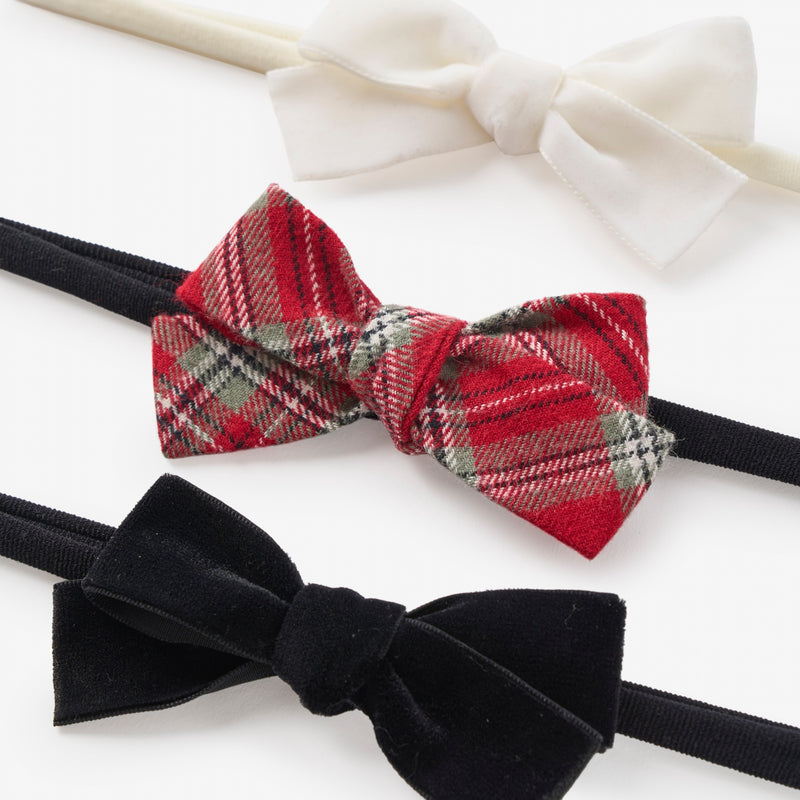 Holiday Tartan + Velvet Headband Set 3 pk