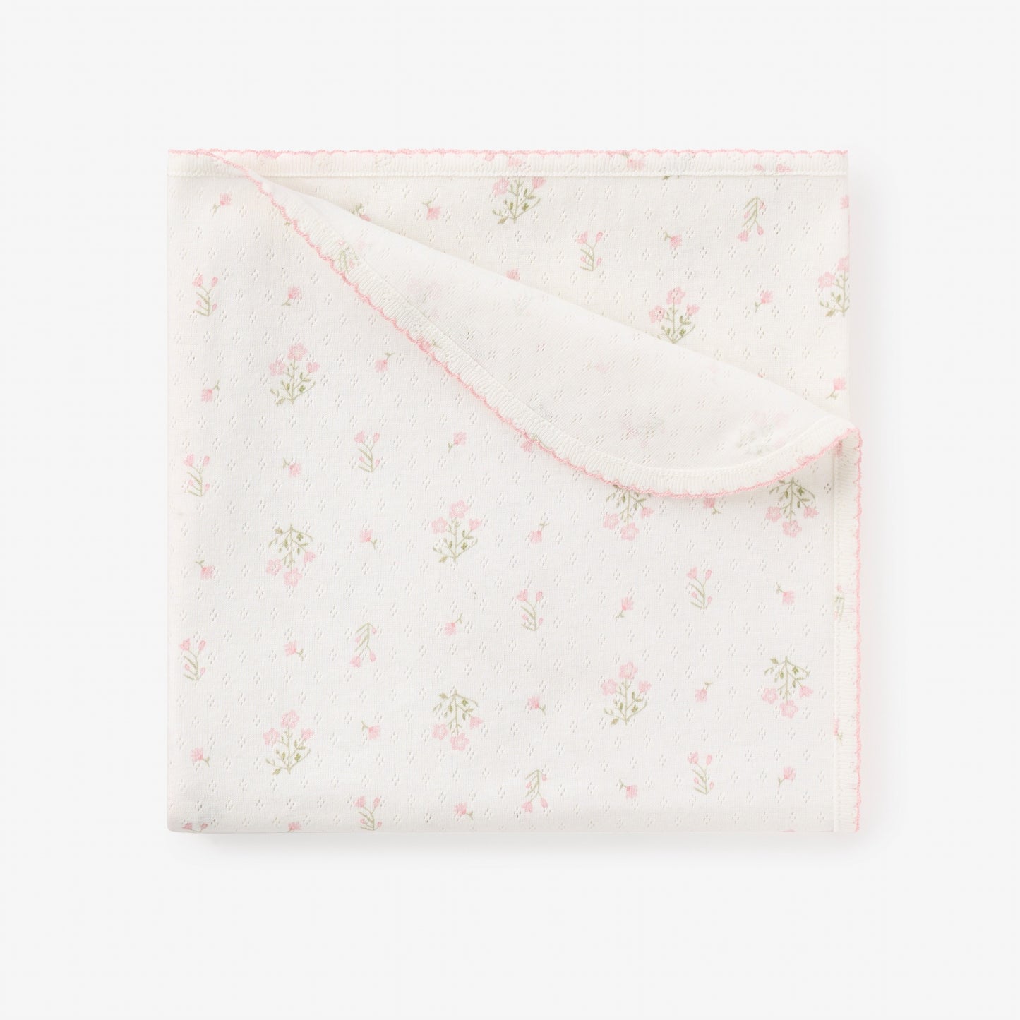 Folklore Floral Print Organic Cotton Pointelle Baby Blanket