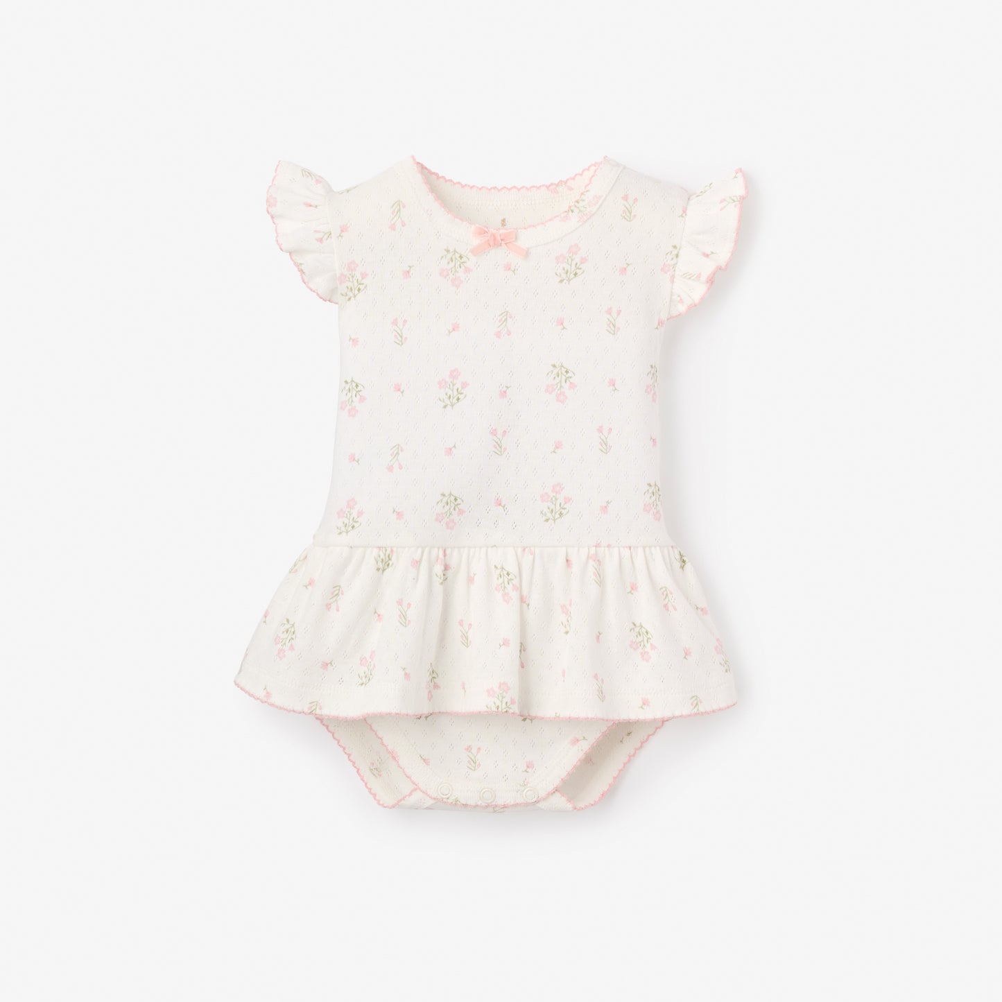 Folklore Floral Organic Cotton Pointelle Bubble Romper