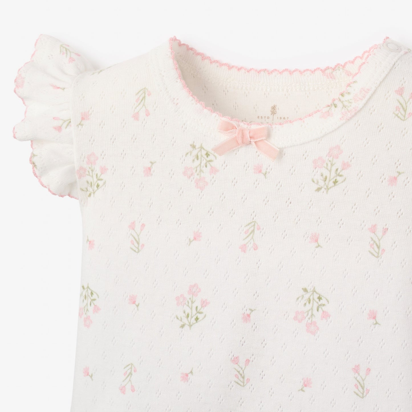 Folklore Floral Organic Cotton Pointelle Bubble Romper