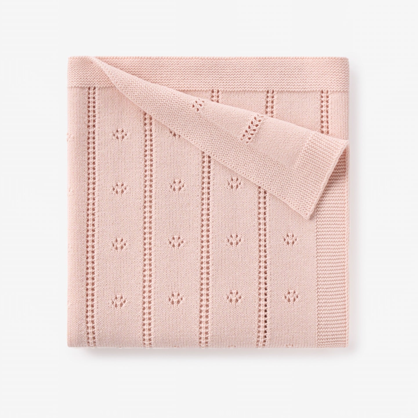 Pale Pink Pointelle Knit Baby Blanket