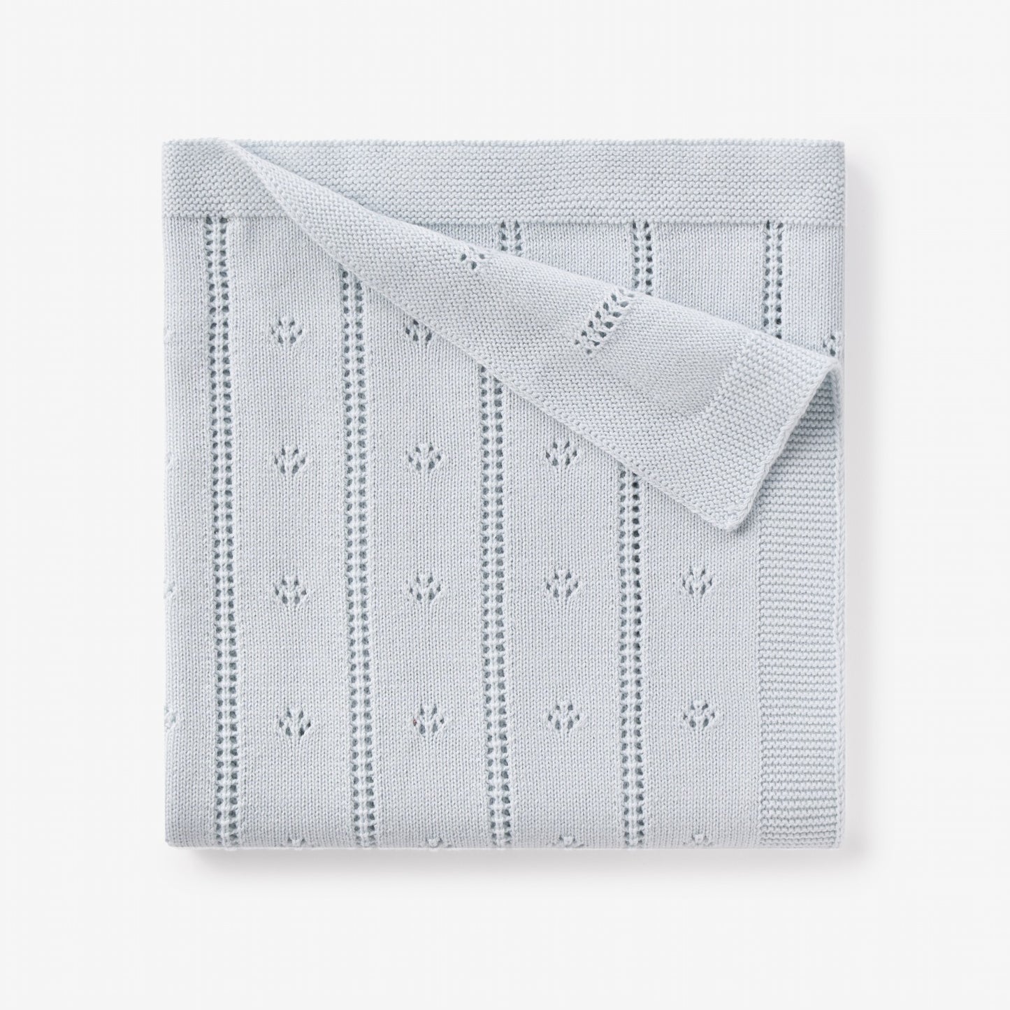 Pale Blue Pointelle Knit Baby Blanket
