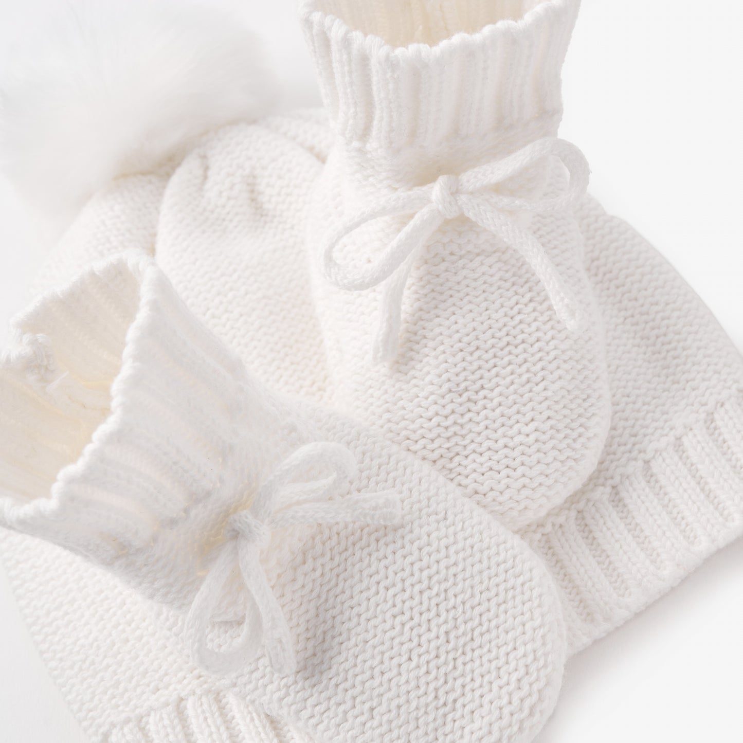 Cream Knit Hat & Booties Gift Set