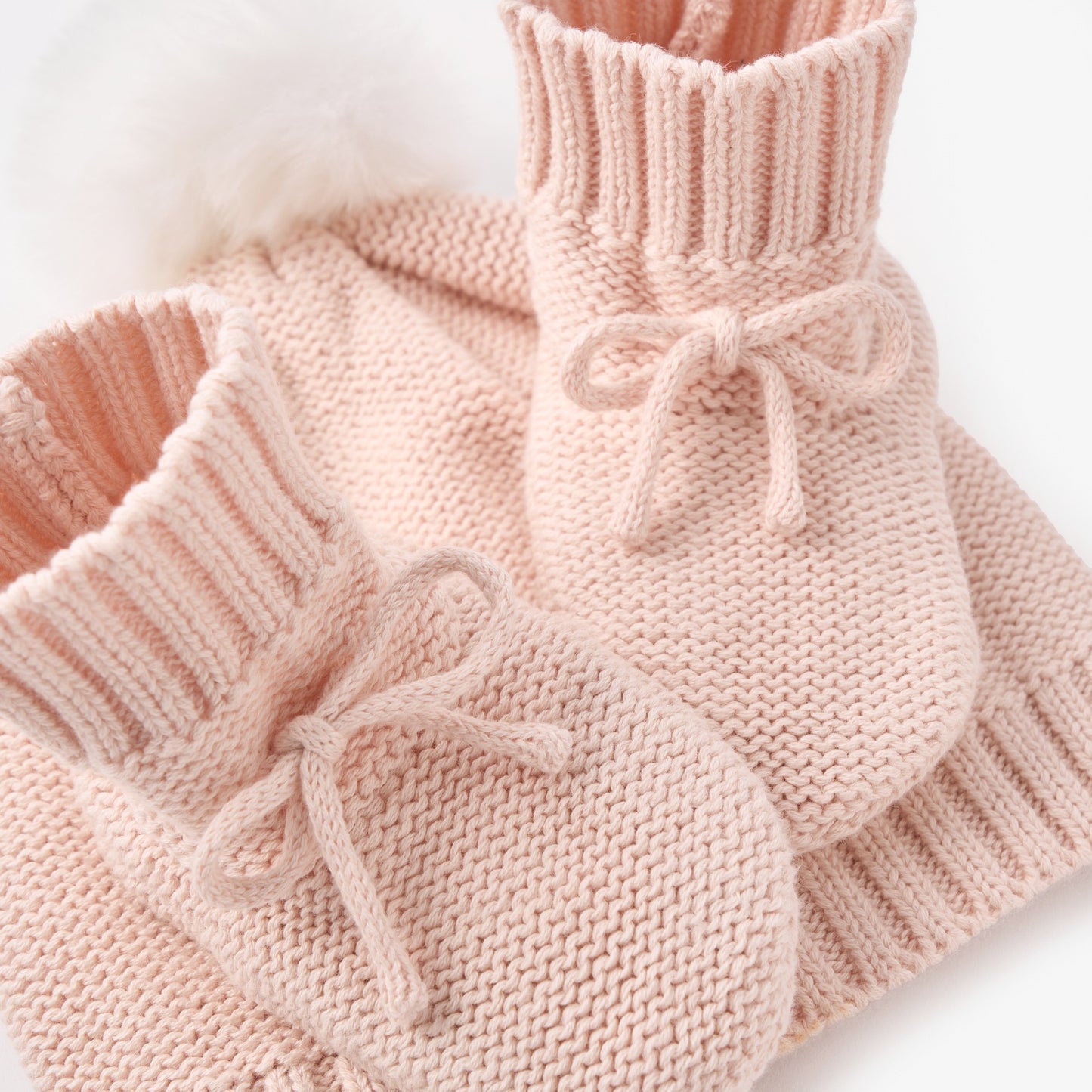 Pale Pink Knit Hat & Booties Gift Set