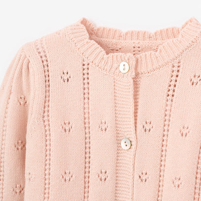Pale Pink Pointelle Knit Baby Cardigan