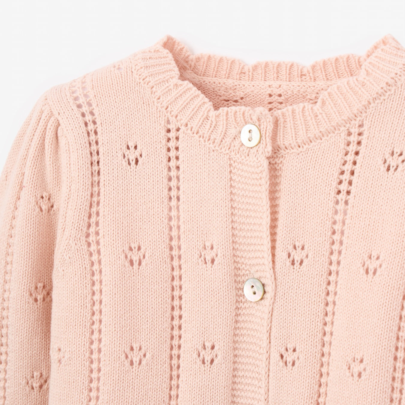 Pale Pink Pointelle Knit Baby Cardigan