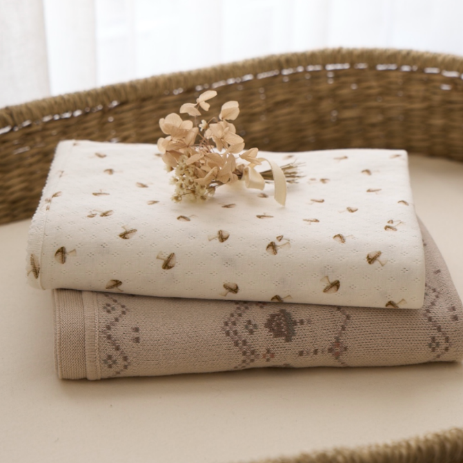 Forest Forager Organic Cotton Pointelle Baby Blanket
