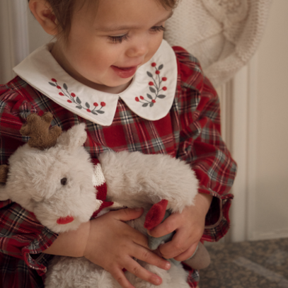 Holiday Red Tartan Bubble w/ Embroidered Collar