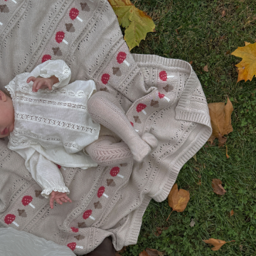 Mushroom Fairisle Knit Baby Blanket