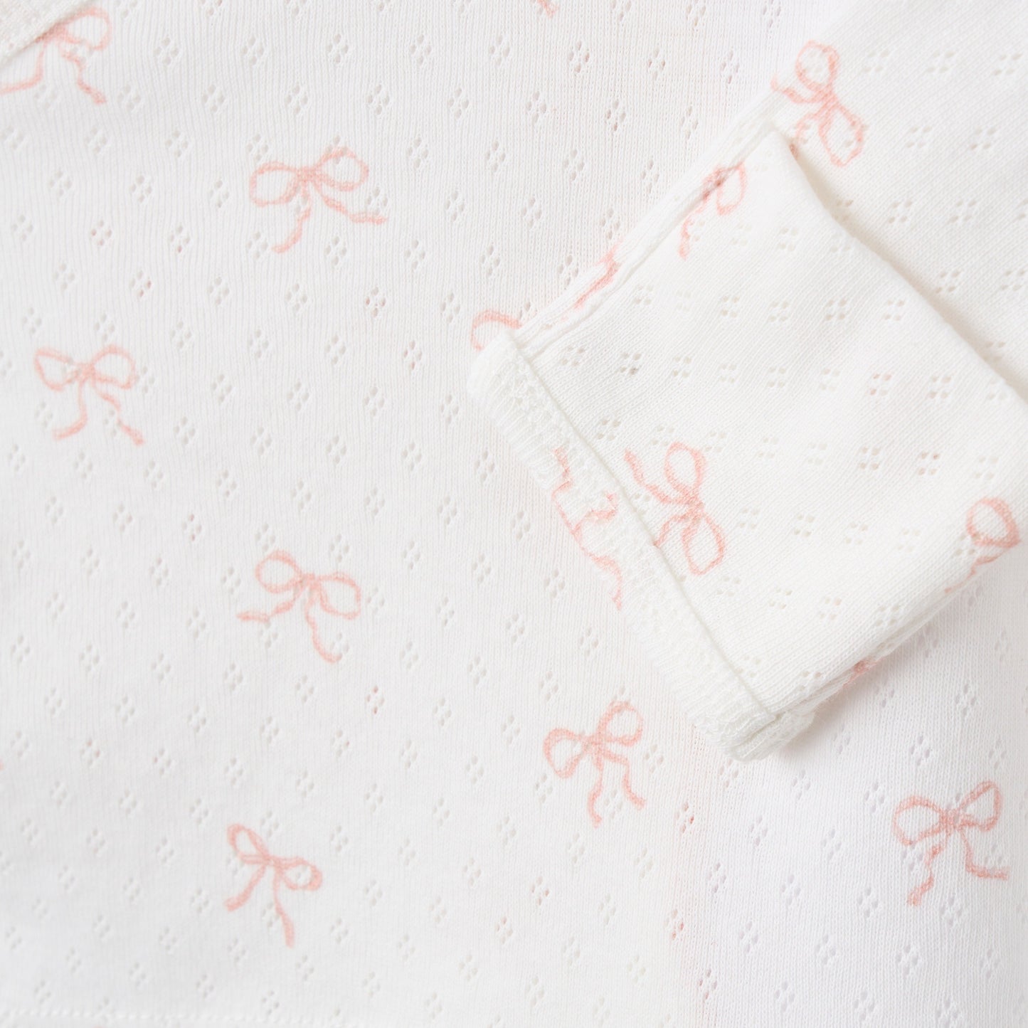 Pink Bow Organic Cotton Pointelle 3pc Bag Set