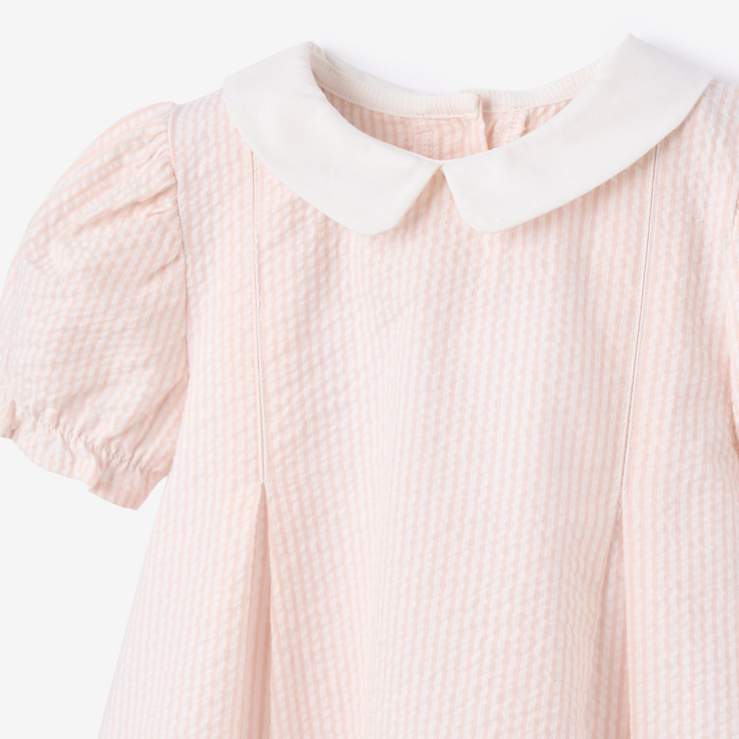 Pink Seersucker Collared Dress