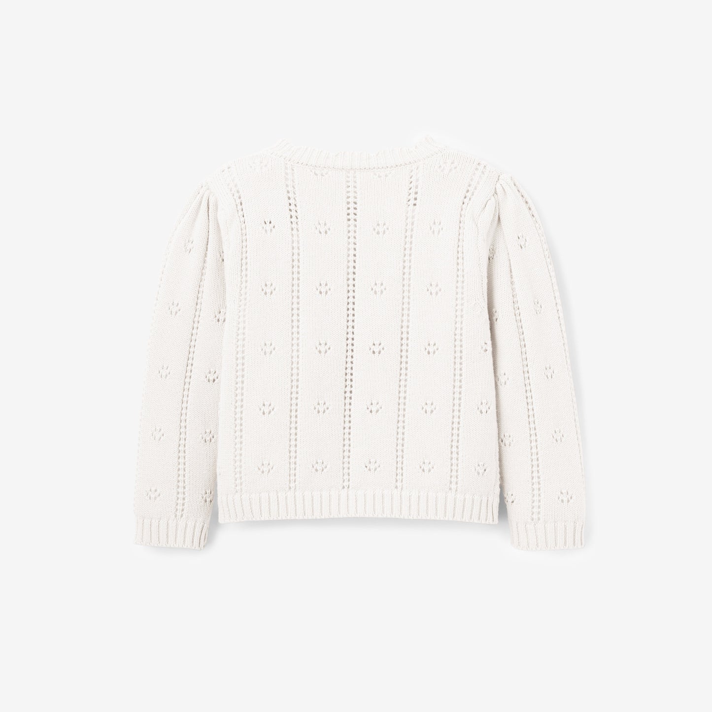White Pointelle Knit Baby Cardigan