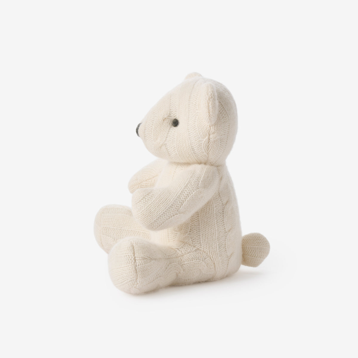 zoomed in Cream 100% Cashmere Cable Bear view 6