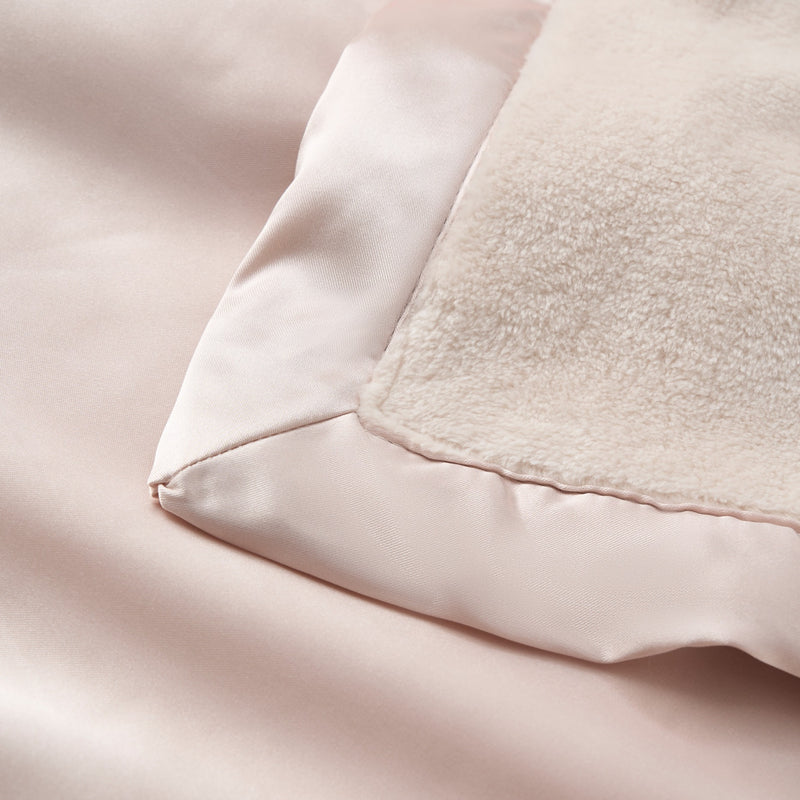 Taupe Satin Trim Flannel Fleece Baby Security Blanket