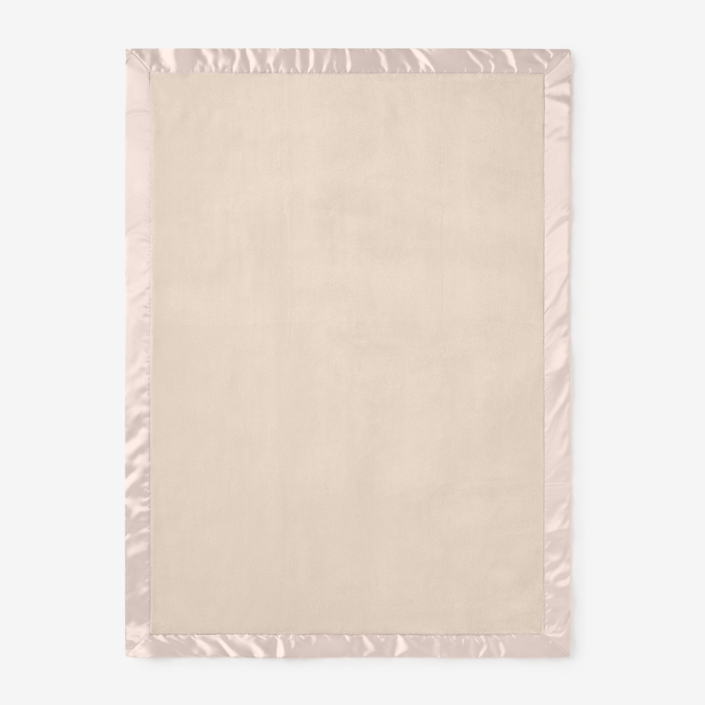 zoomed in Taupe Satin Trim Flannel Fleece Baby Stroller Blanket view 3