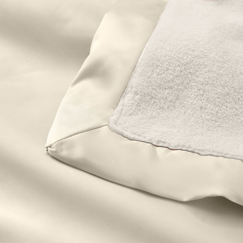 Cream Satin Trim Flannel Fleece Baby Security Blanket
