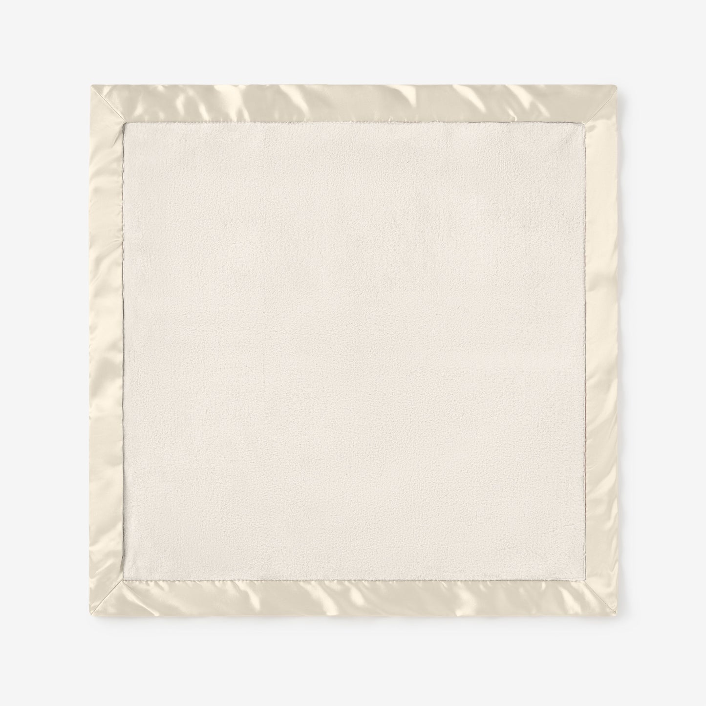 Cream Satin Trim Flannel Fleece Baby Security Blanket