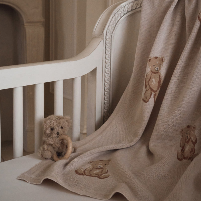Teddy Bear Knit Baby Blanket