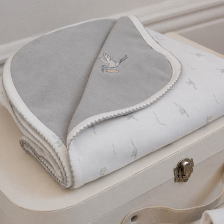 Stork Print Organic Double Layer Swaddle Blanket