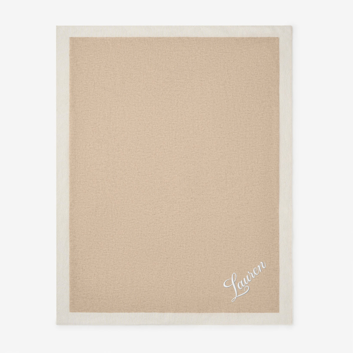 zoomed in Camel Cashmere-Cotton Baby Blanket view 3