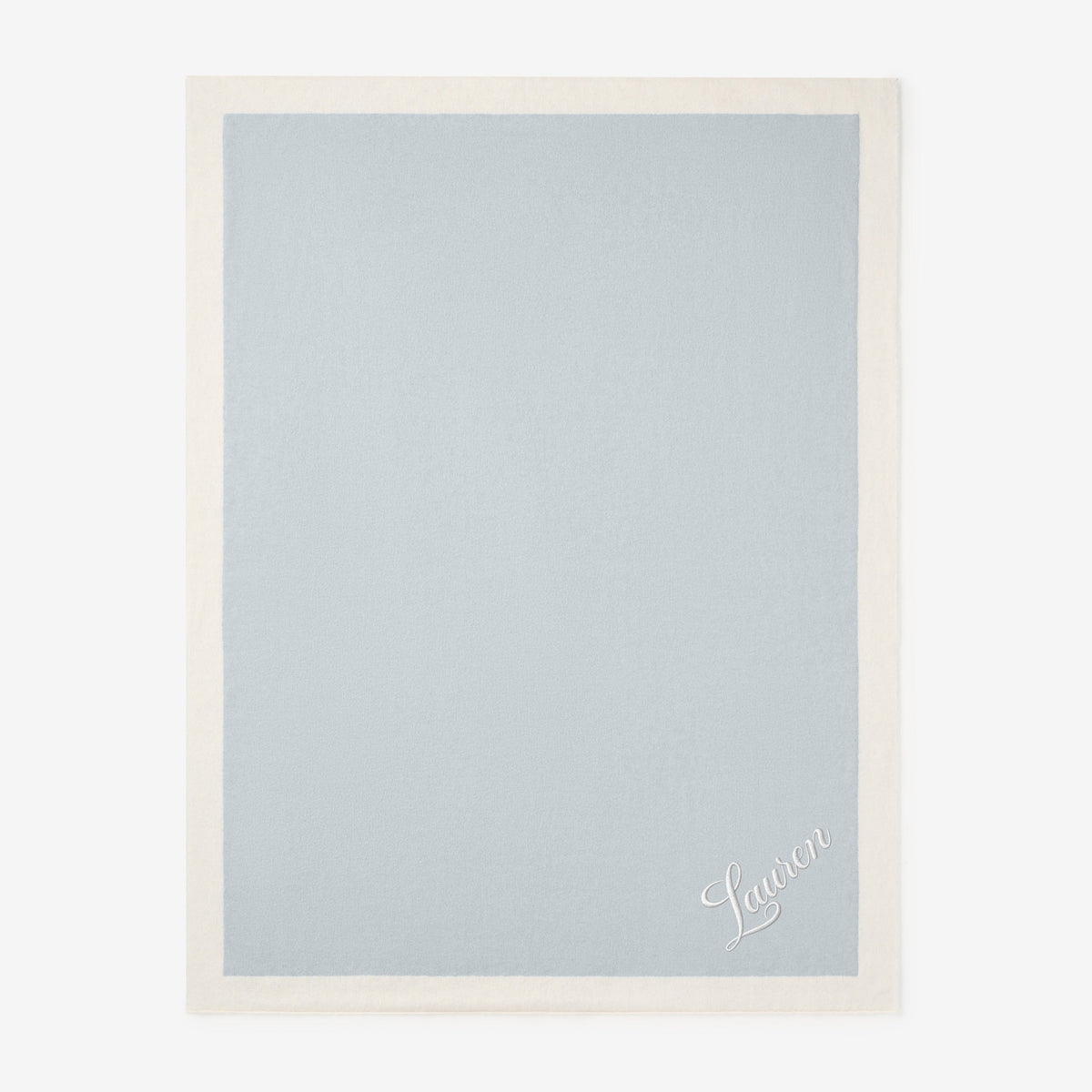 zoomed in Pale Blue Cashmere-Cotton Baby Blanket view 3
