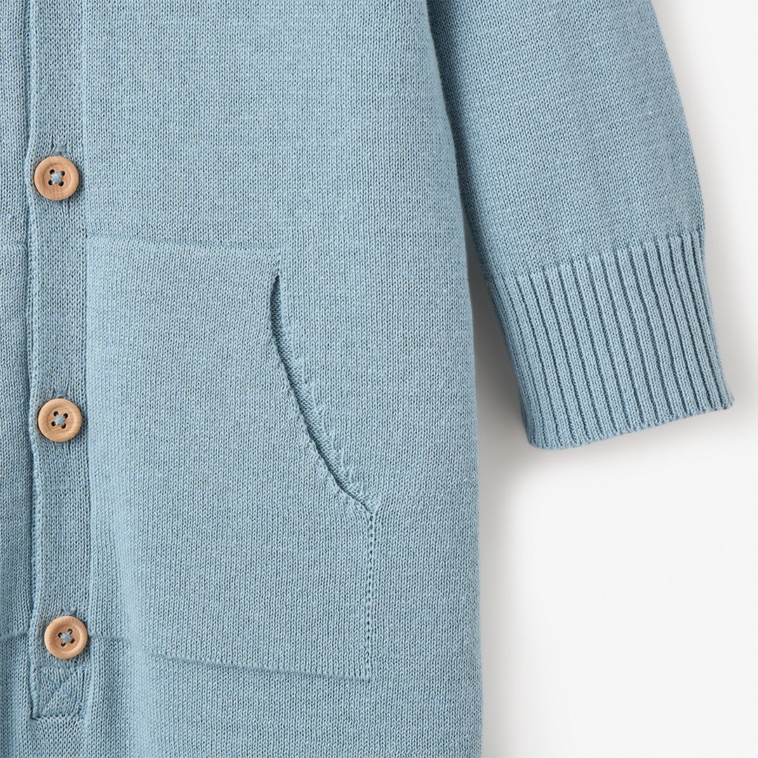 Blue Hooded Knit Jumpsuit