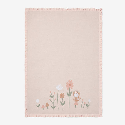 Floral Owl Cotton Knit Baby Blanket