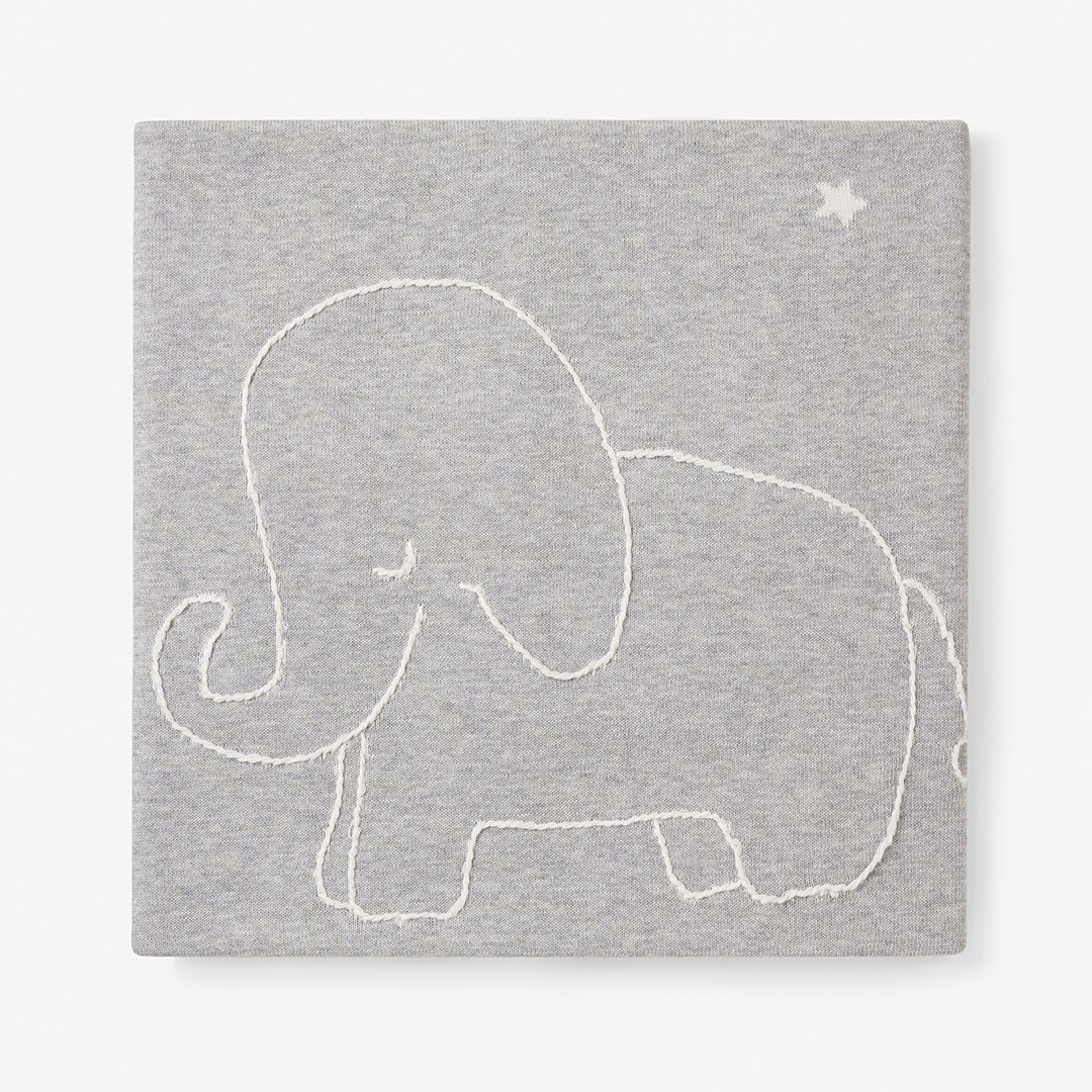 Embroidered Elephant Star Cotton Knit Baby Blanket