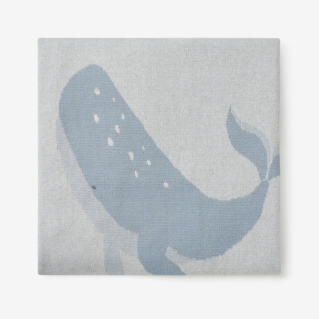 Whale Cotton Knit Baby Blanket