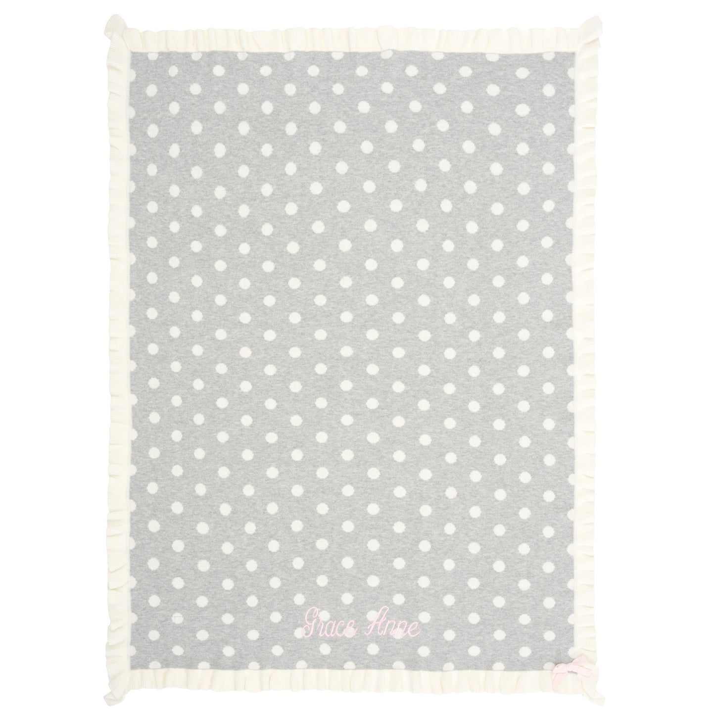 Gray Polka Dot Ruffle Cotton Baby Blanket