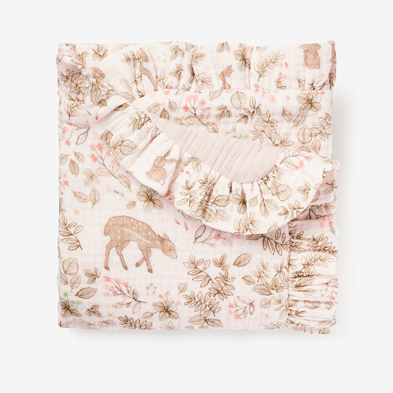 Woodland Print Organic Muslin Baby Security Blanket