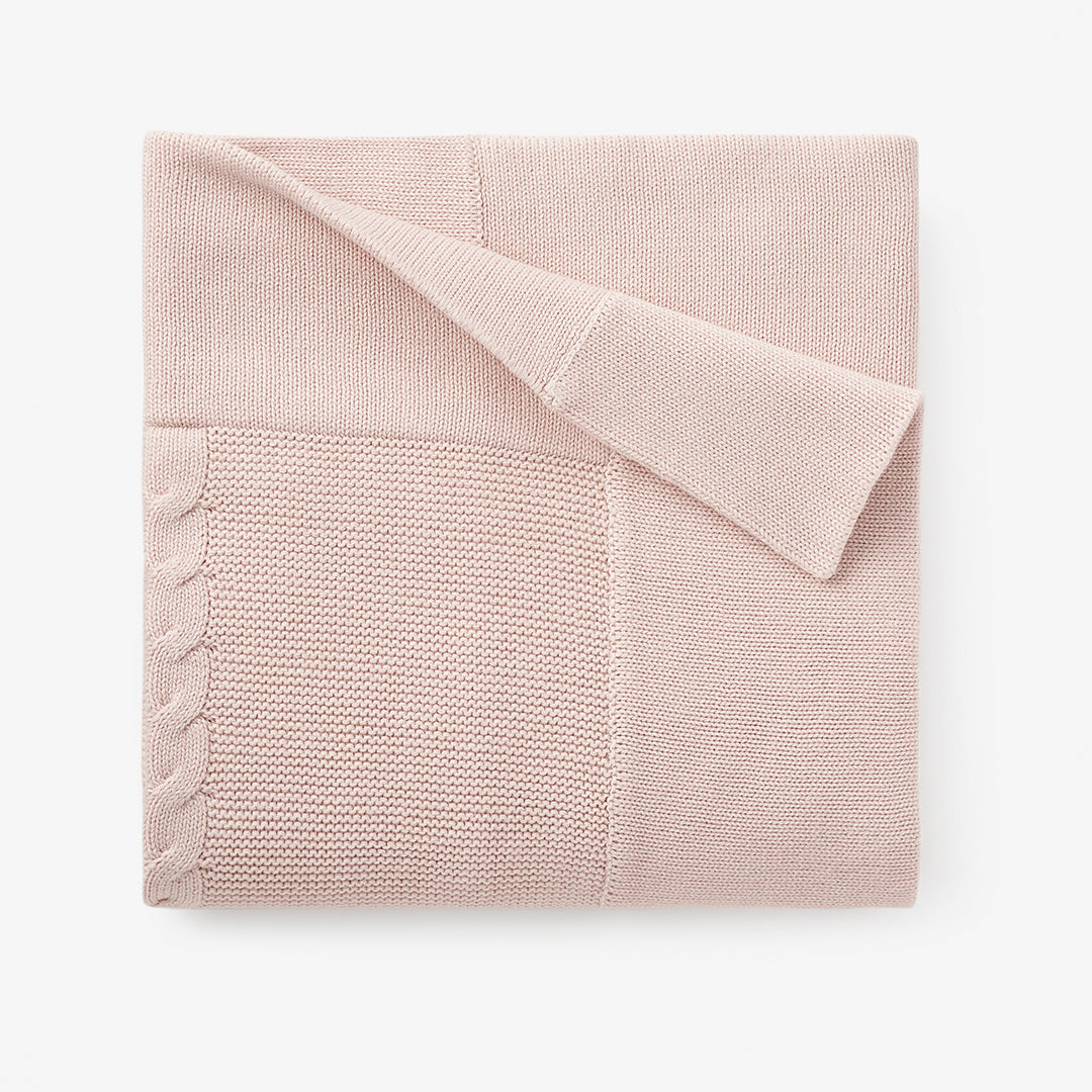 Blush Cable Garter Knit Baby Blanket