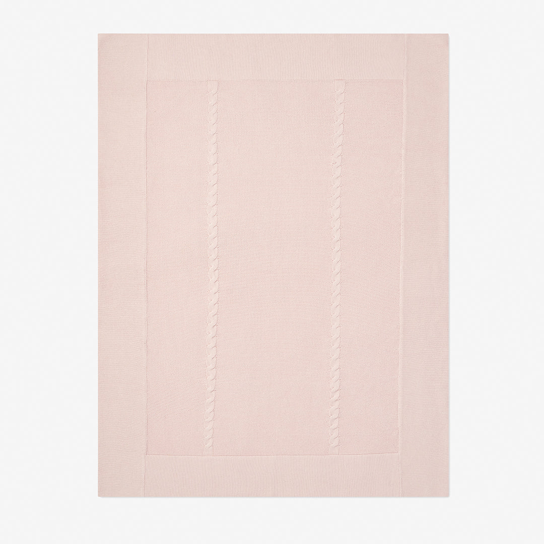 Blush Cable Garter Knit Baby Blanket