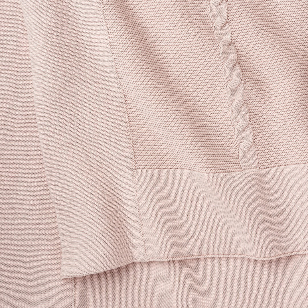 Blush Cable Garter Knit Baby Blanket