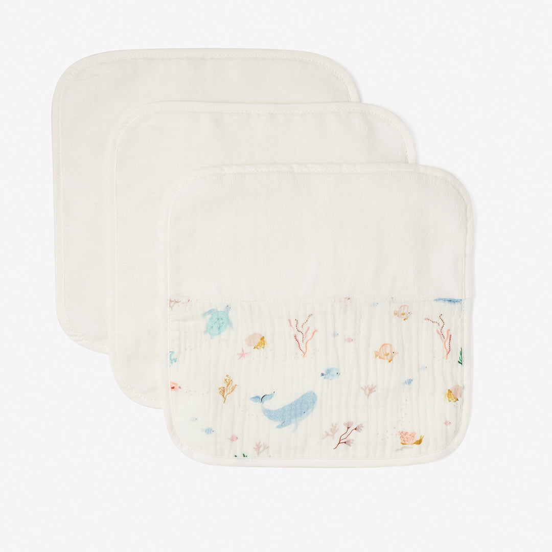 Ocean Adventure Organic Muslin Washcloth Set 3pc