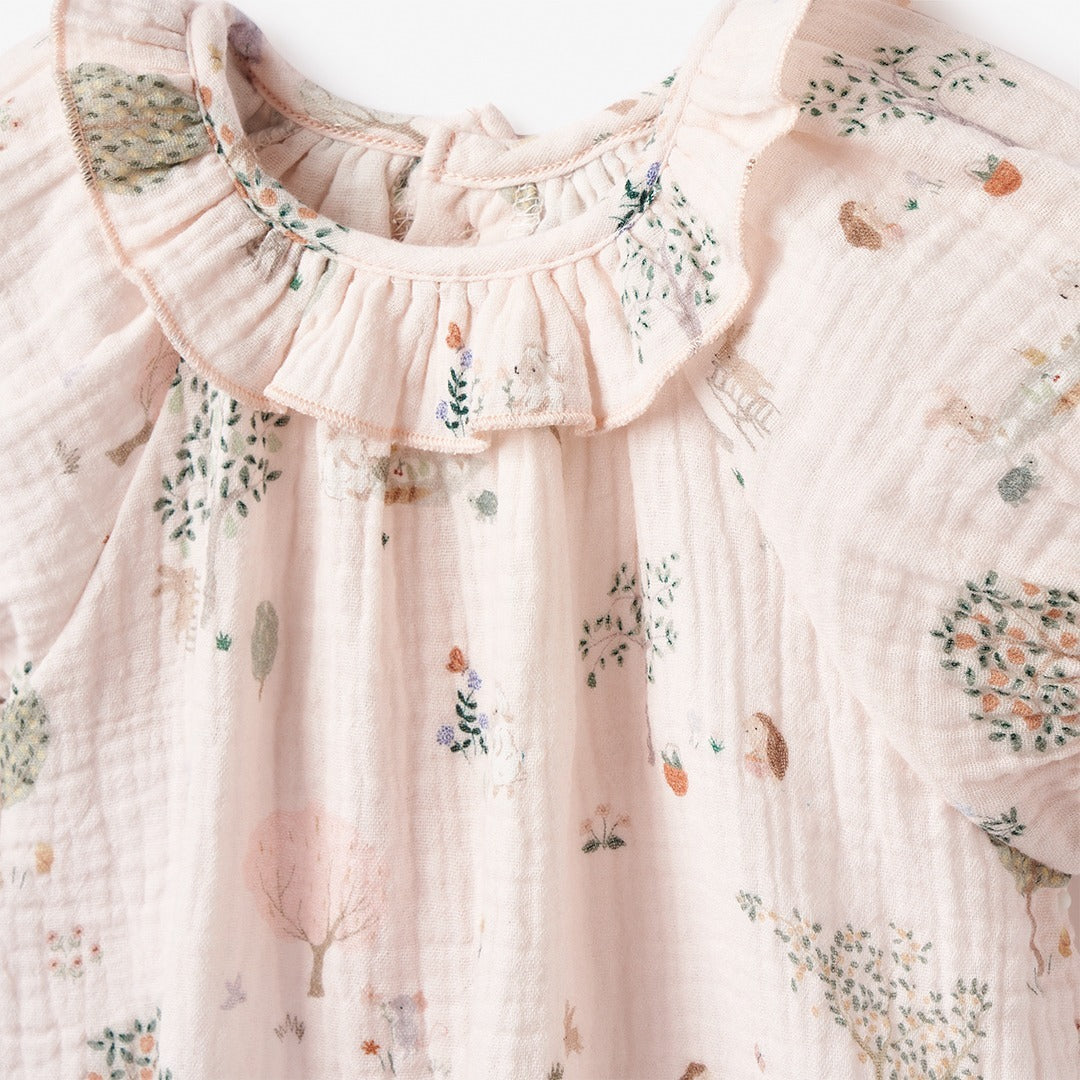 Garden Picnic Organic Muslin Ruffle Collar Top + Bloomer Set