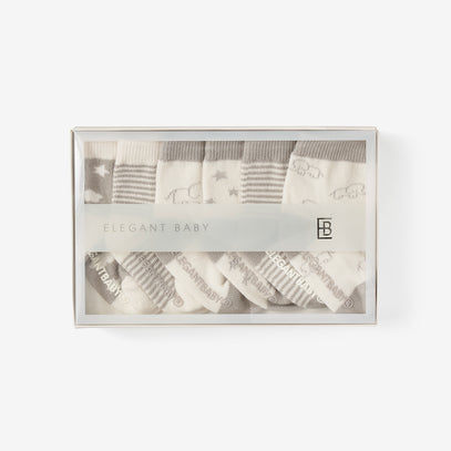 Elephant Non Slip Baby Socks 6pk