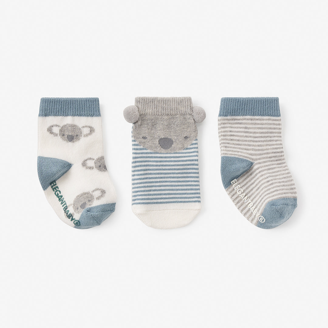Elegant Baby 3 Pack Non-Slip Socks Koala