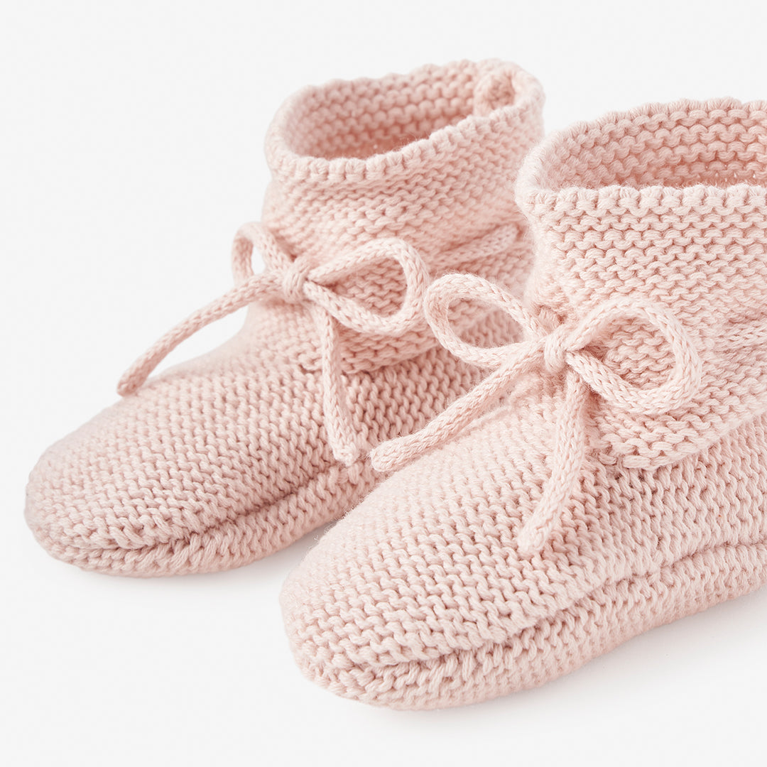 Pale Pink Garter Knit Baby Booties