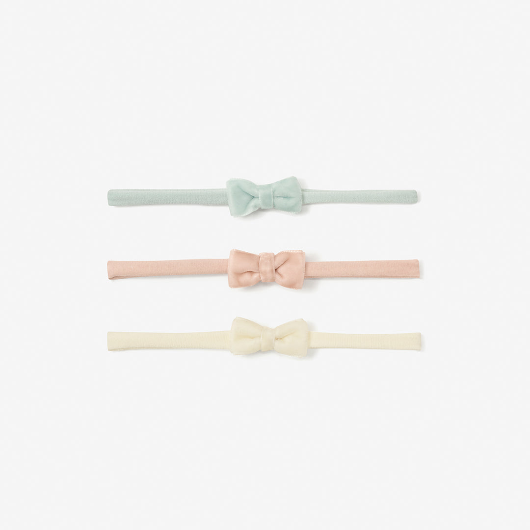 Velvet Bow Headband Set 3Pk