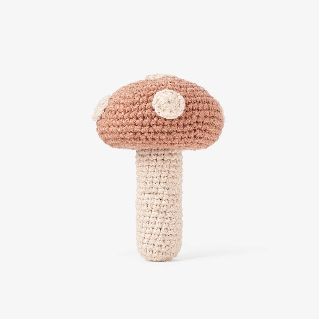Mushroom Knit Baby Rattle