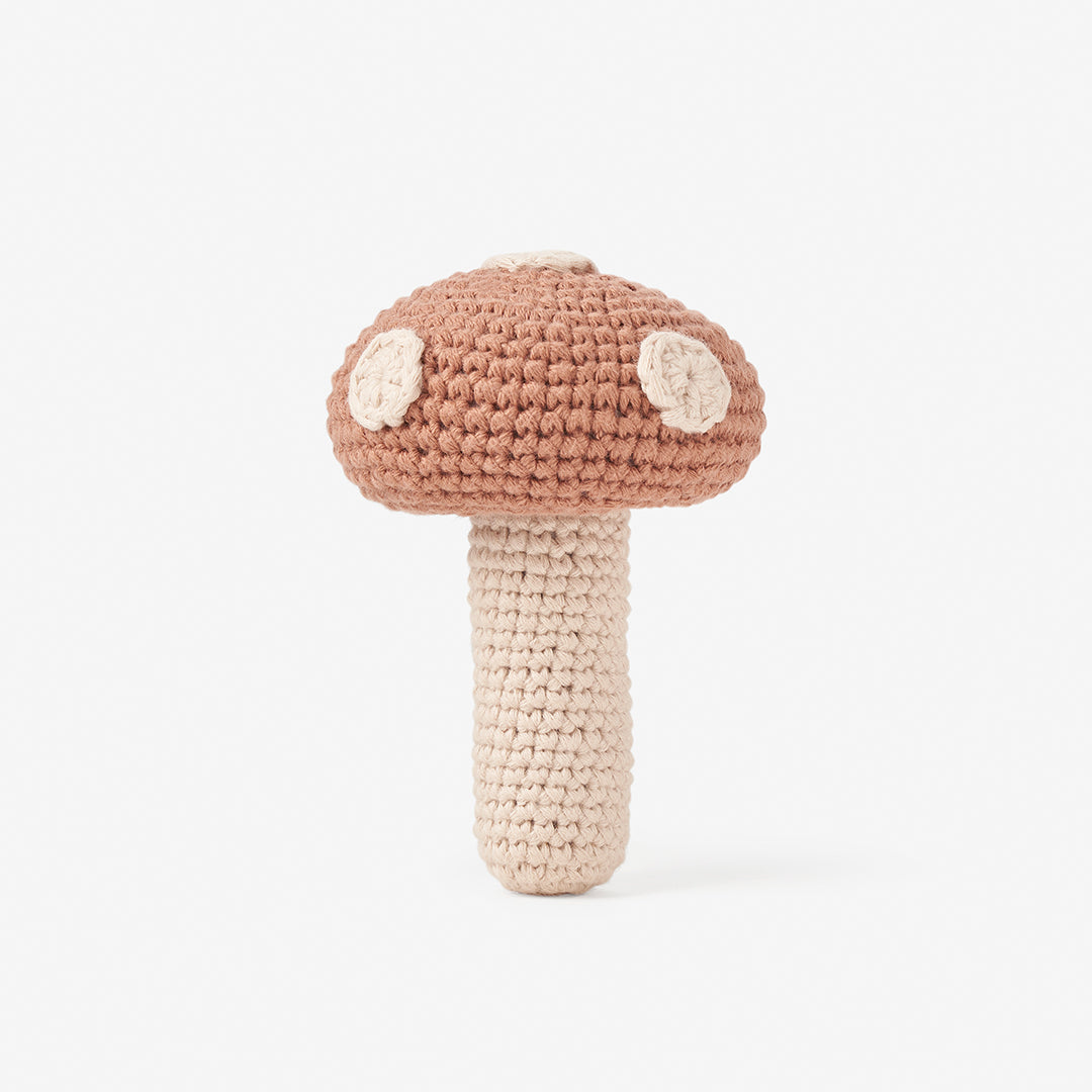 Mushroom Knit Baby Rattle