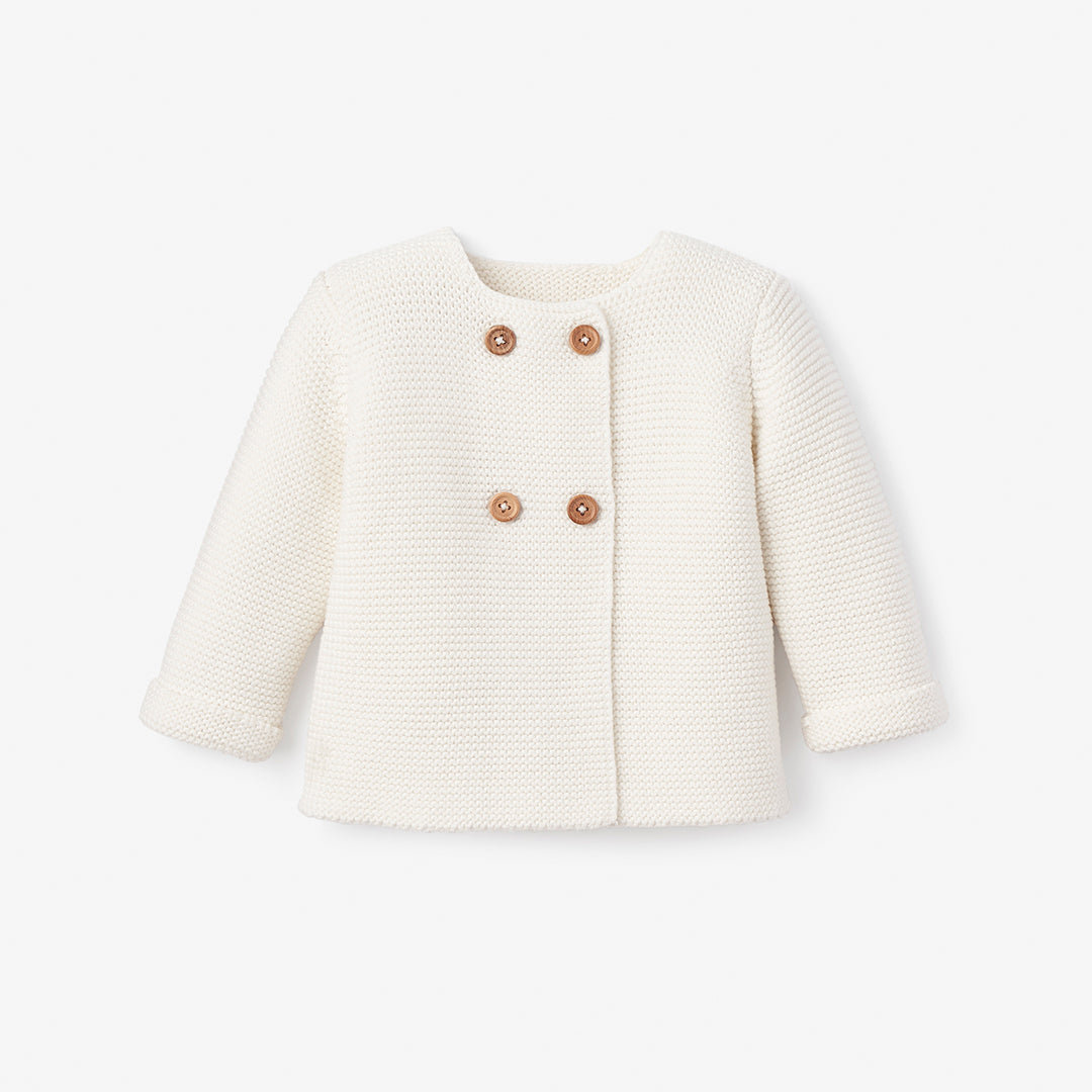 Whisper White Sofia + Finn Knit Baby Cardigan