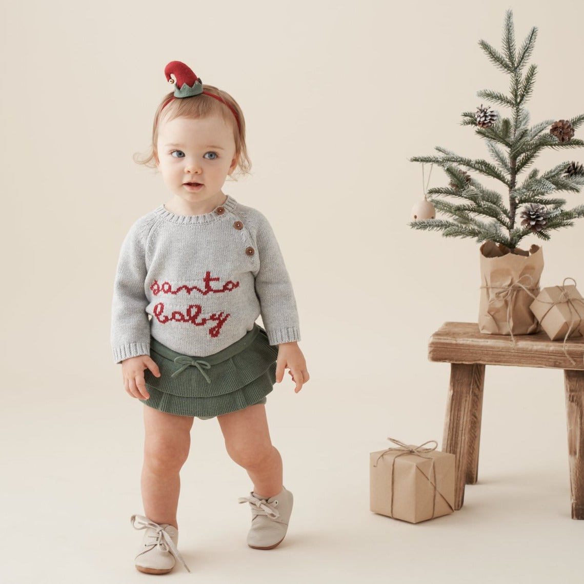 Santa Baby Sweater + Ruffle Bloomer Set