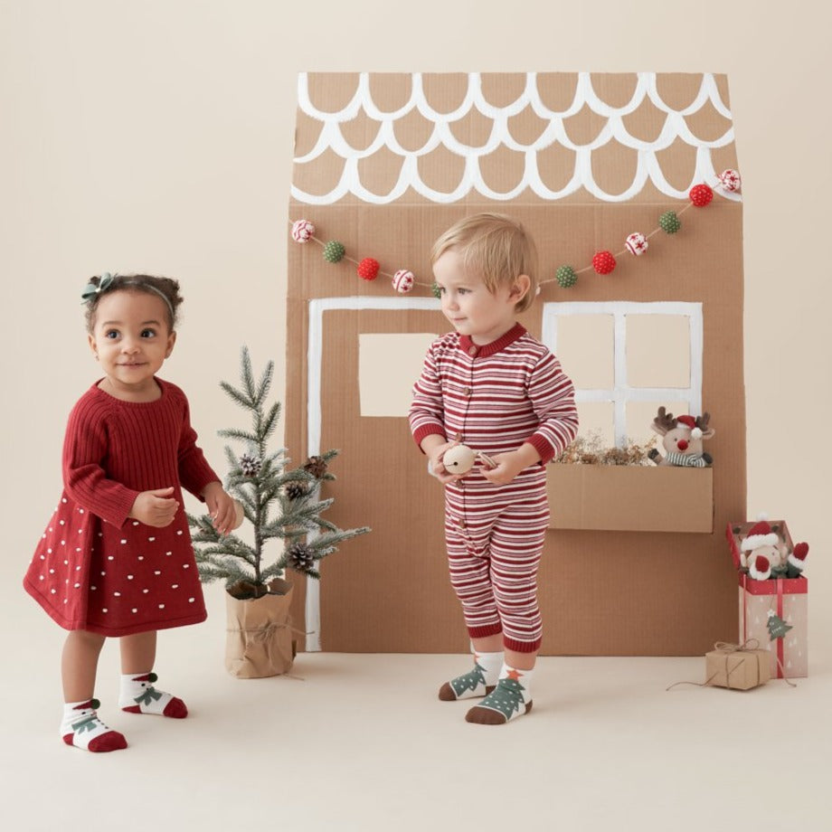 Holiday Textured Knit Baby Dress w/ Bloomer