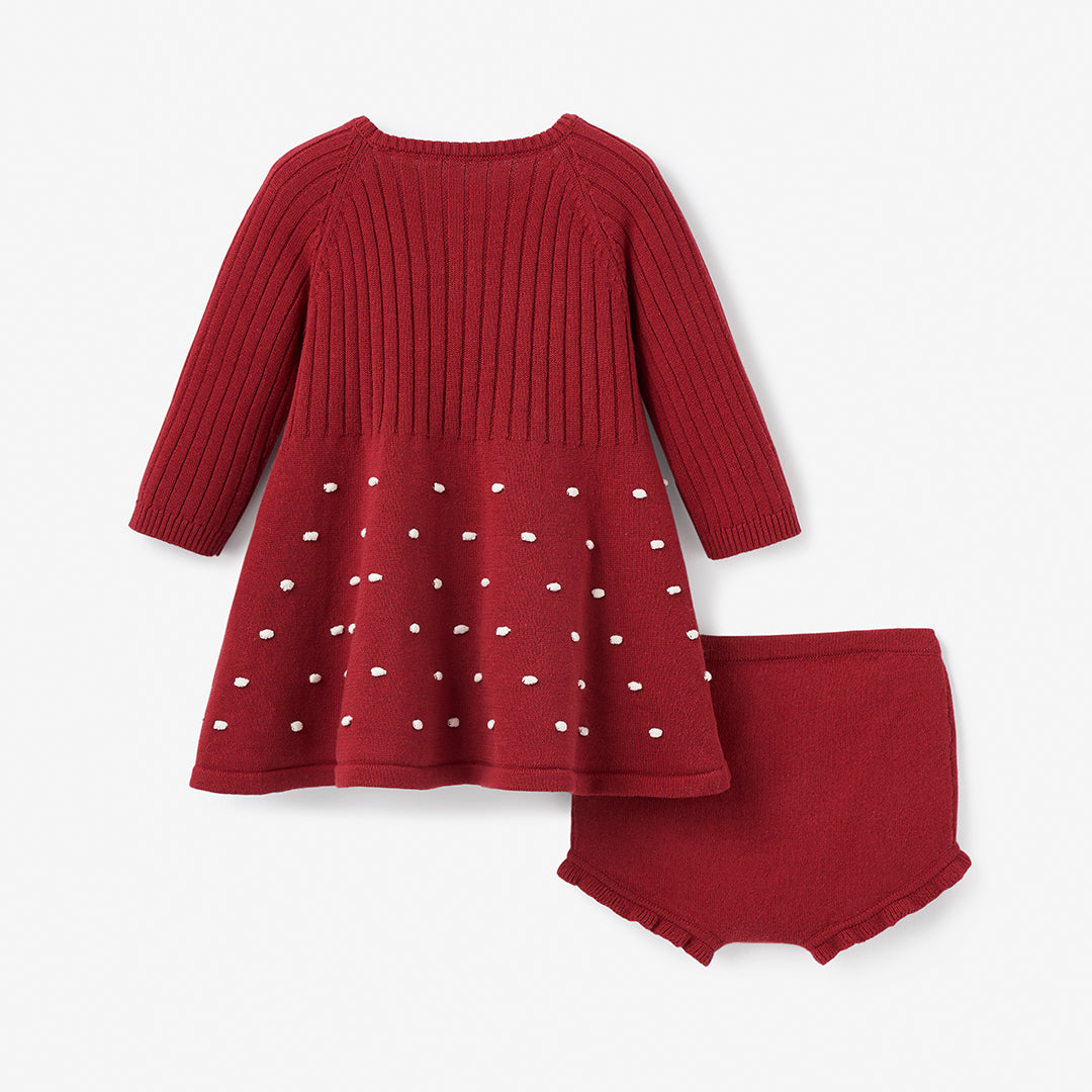 Holiday Textured Knit Baby Dress w/ Bloomer
